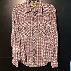 Men's Red Plaid Button-Down Shirt